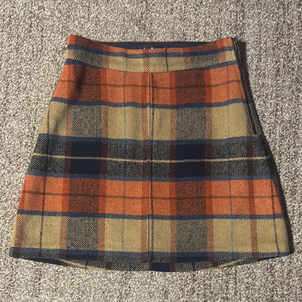 Lulu's Orange and Blue A-Line Mini Skirt for Work